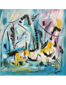 peinture abstraite bateaux Le jour des voyages