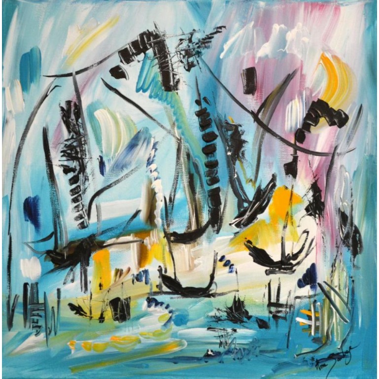 peinture abstraite bateaux Le jour des voyages