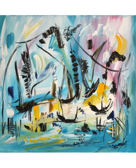 peinture abstraite bateaux Le jour des voyages