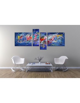 Tableau quadriptyque psychédélique