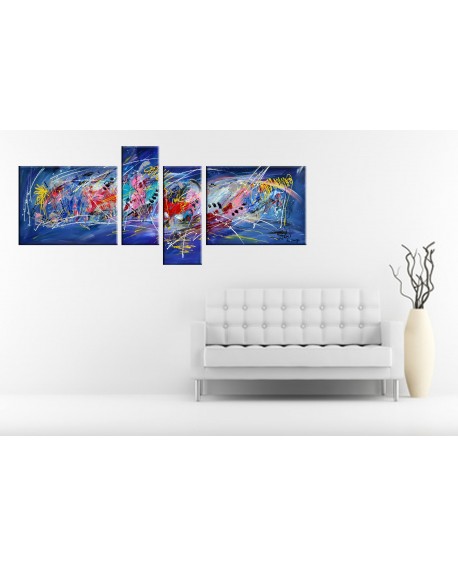 Tableau quadriptyque psychédélique