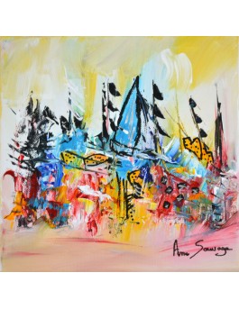 Vague de couleurs - tableau abstrait multicolore