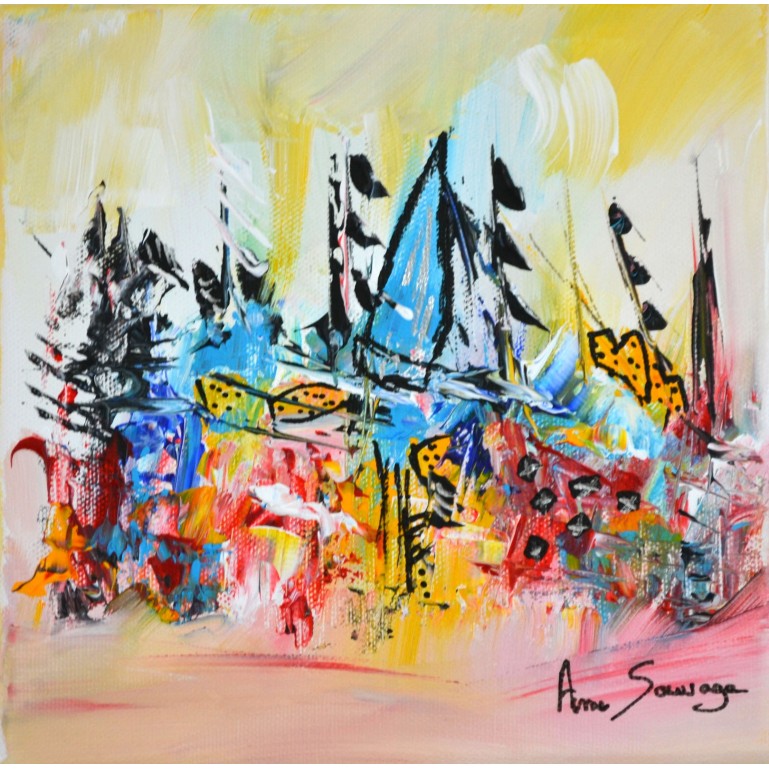 Vague de couleurs - tableau abstrait multicolore