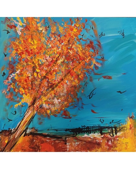 tableau abstrait arbre automne