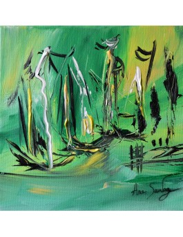 Voguer sans vent - tableau abstrait vert