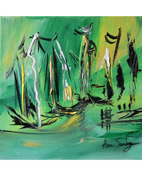 Voguer sans vent - tableau abstrait vert