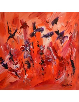 tableau orange Oiseaux du passé
