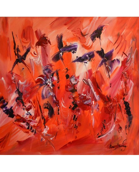 tableau orange Oiseaux du passé