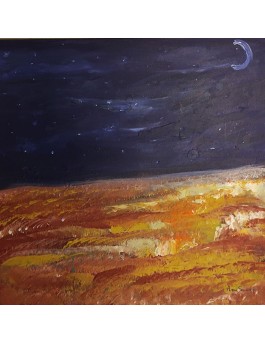 tableau abstrait bleu nuit marron nuit solaire