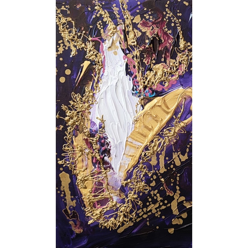 tableau abstrait avec reliefs violet or