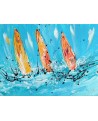 tableau abstrait voiles en mer - voiliers abstraits