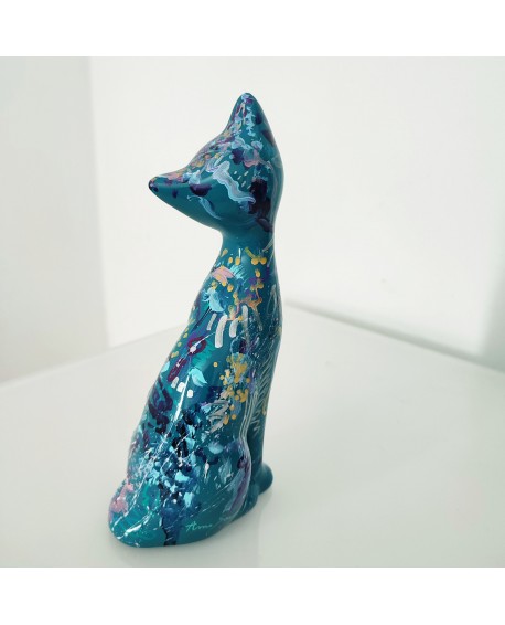 statue chat céramique