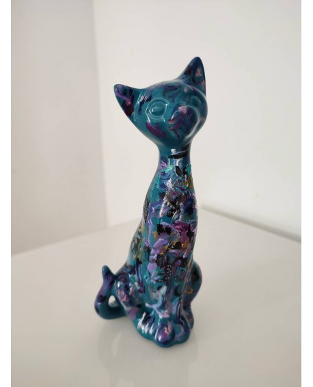 Calm cat - sculpture de chat en céramique