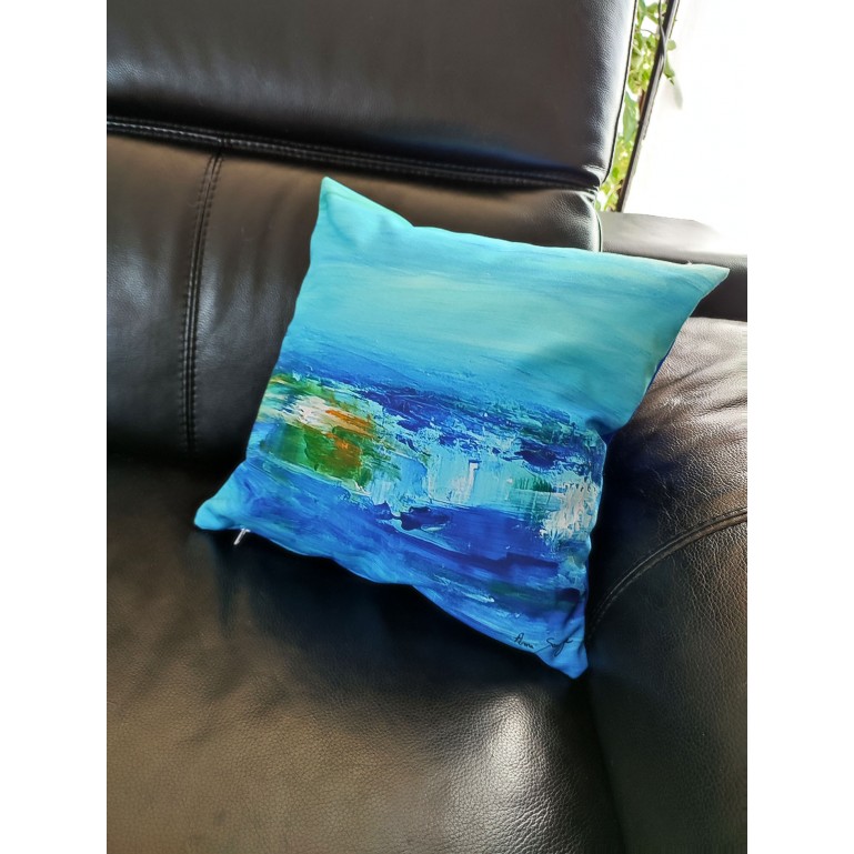 Coussin décoratif bleu douceur marine