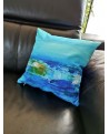 Coussin décoratif bleu douceur marine