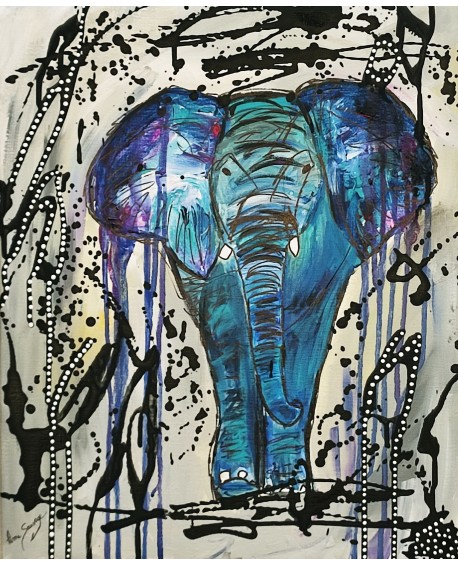tableau peinture éléphant coloré