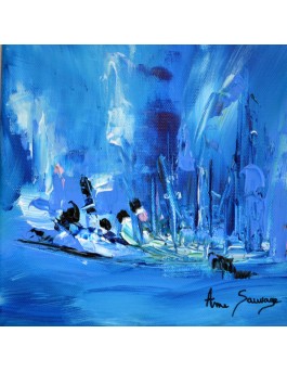 Initiation - Tableau d'artiste peintre bleu