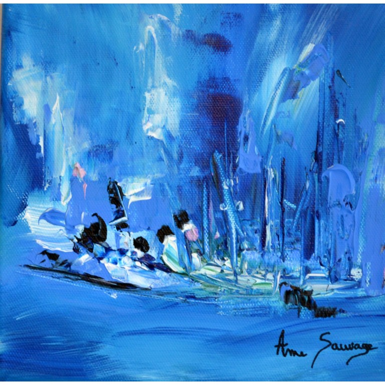 Initiation - Tableau d'artiste peintre bleu