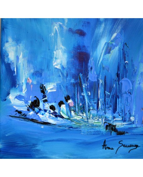 Initiation - Tableau d'artiste peintre bleu