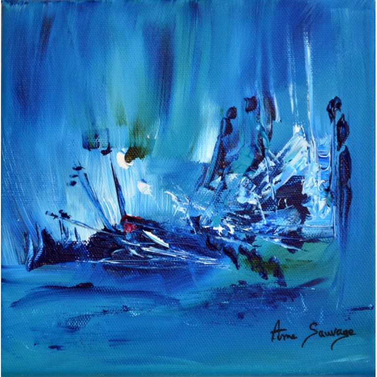 Journée ensoleillée - Tableau abstrait bleu