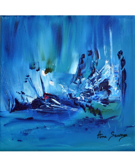 Journée ensoleillée - Tableau abstrait bleu