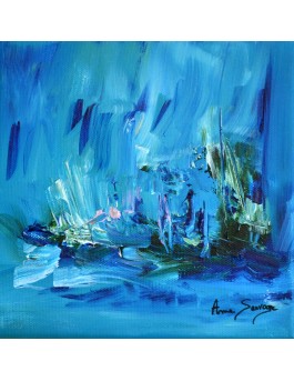 La nuit polaire - Tableau abstrait bleu