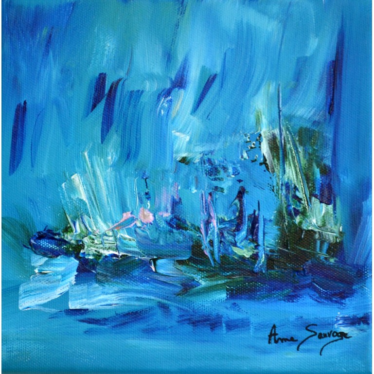 La nuit polaire - Tableau abstrait bleu