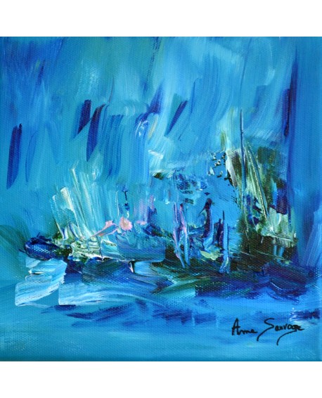 La nuit polaire - Tableau abstrait bleu