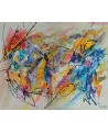 grand tableau abstrait multicolore moderne peint à la main