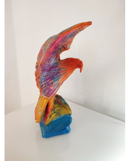 sculpture aigle multicolore
