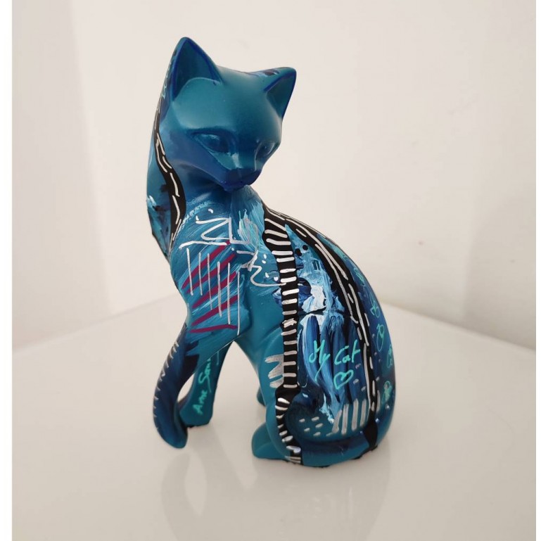 sculpture ceramique chat moderne