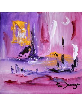 Au crépuscule - tableau rose violet