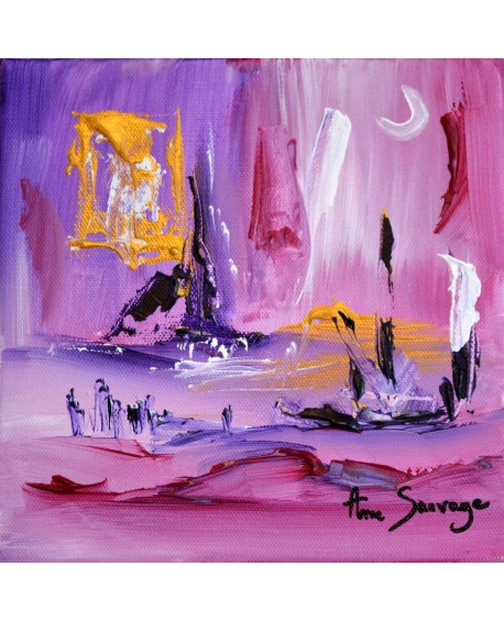 Au crépuscule - tableau rose violet