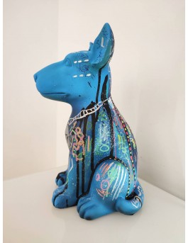 chien en résine moderne coloré