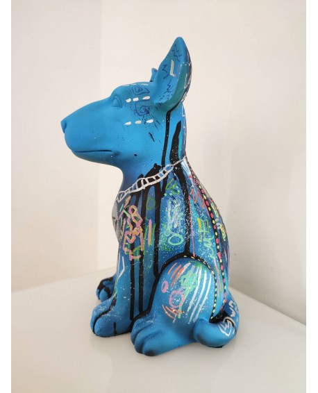 chien en résine moderne coloré