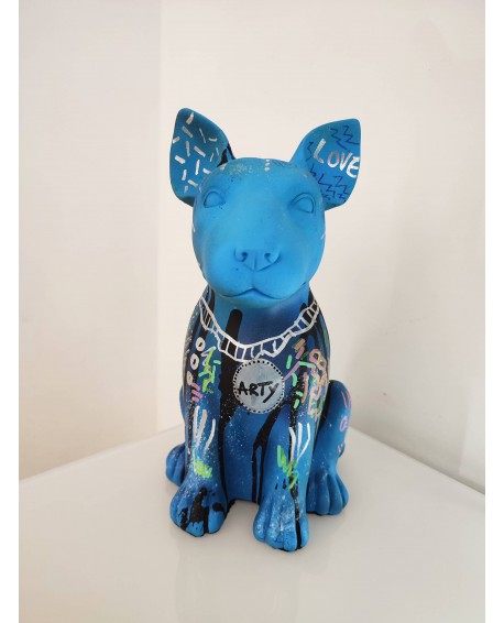 statue sculpture bleu chien