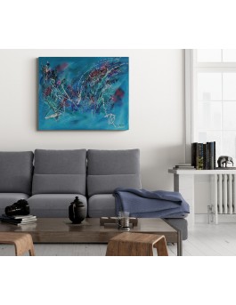 grand tableau abstrait moderne et contemporain bleu