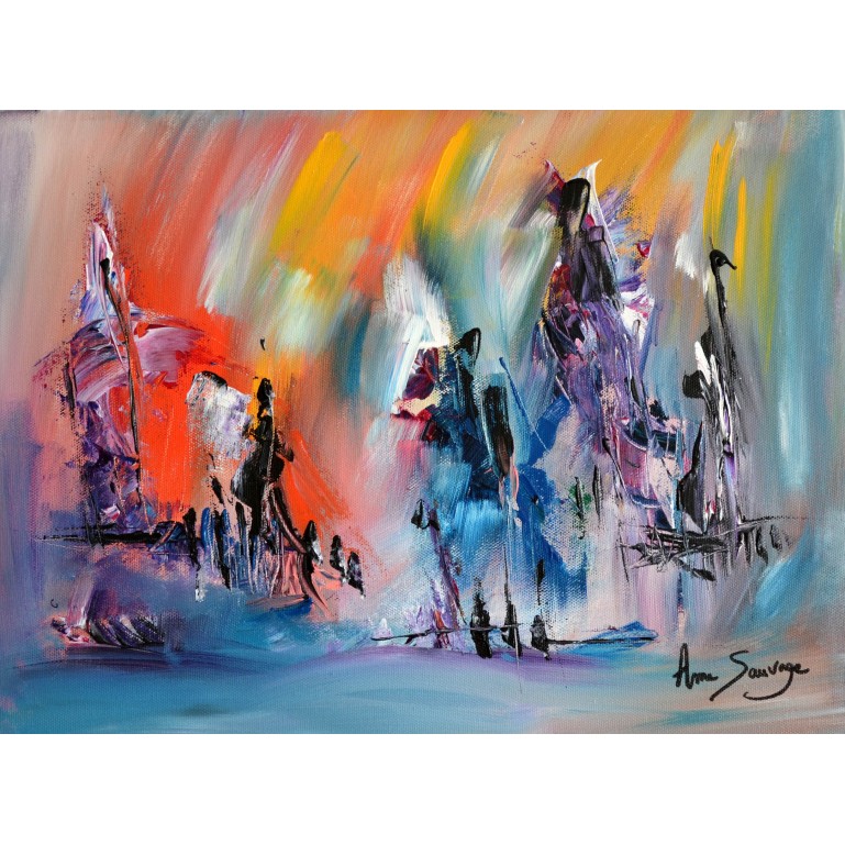 tableau abstrait multicolore
