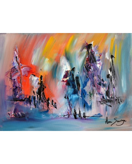 tableau abstrait multicolore