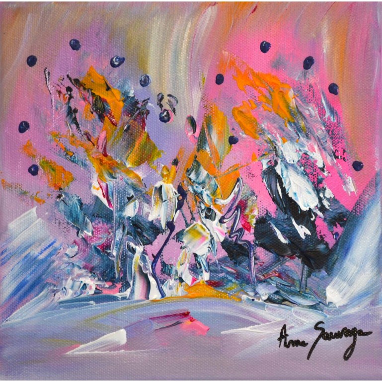 Tableau abstrait rose bleu