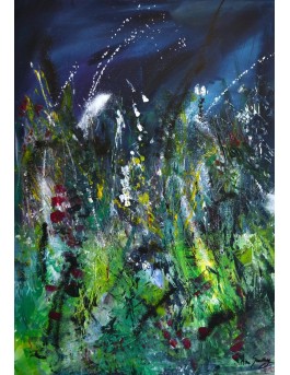 Tableau abstrait bleu et vert