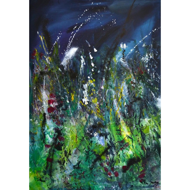 Tableau abstrait bleu et vert