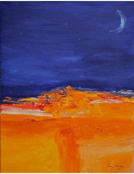 tableau abstrait bleu orange
