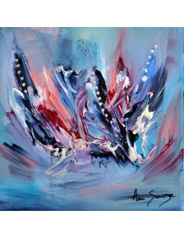 tableau abstrait bleu et rose
