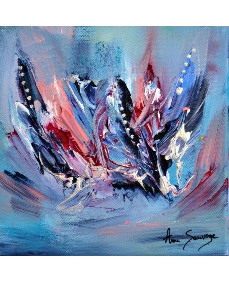 tableau abstrait bleu et rose