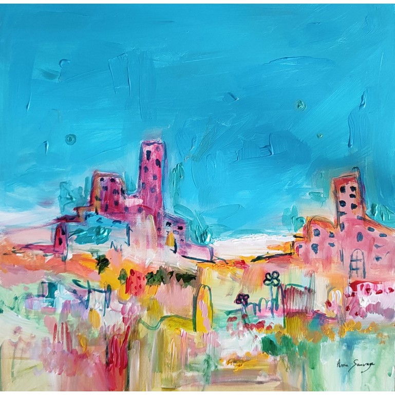 peinture abstraite ville colorée