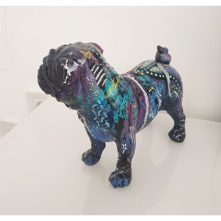 Statue en résine CHIEN bouledogue anglais multicolore - 28 cm | Pri