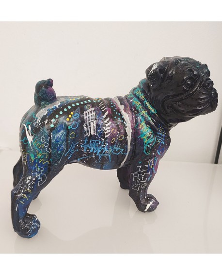 sculpture moderne chien bouledogue