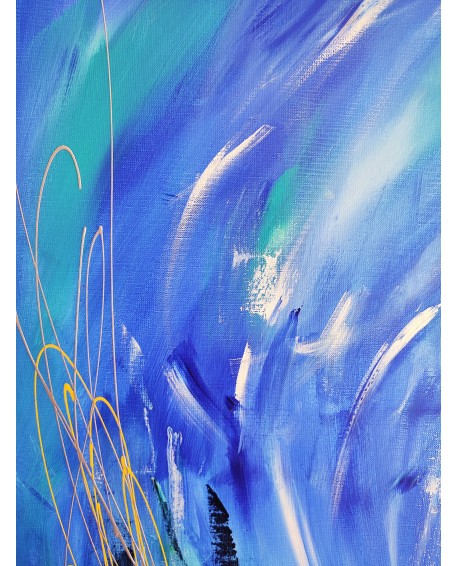 extrait grand tableau abstrait bleu moderne