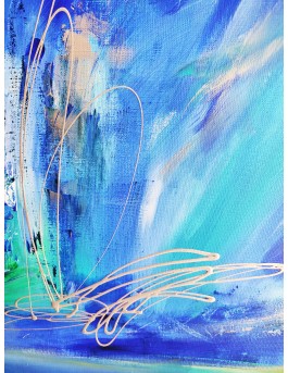 extrait grand tableau abstrait bleu moderne acrylique